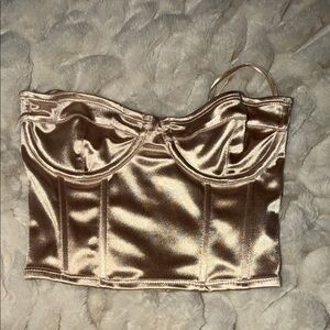 Edikted Silver/Nude Satin Bustier Top with OG tags